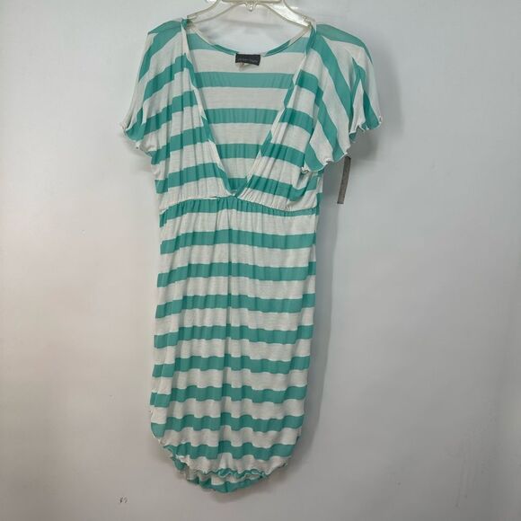 Jordan Taylor Green and White Stripe Bathing Suit Cover-Up - Picture 1 of 8